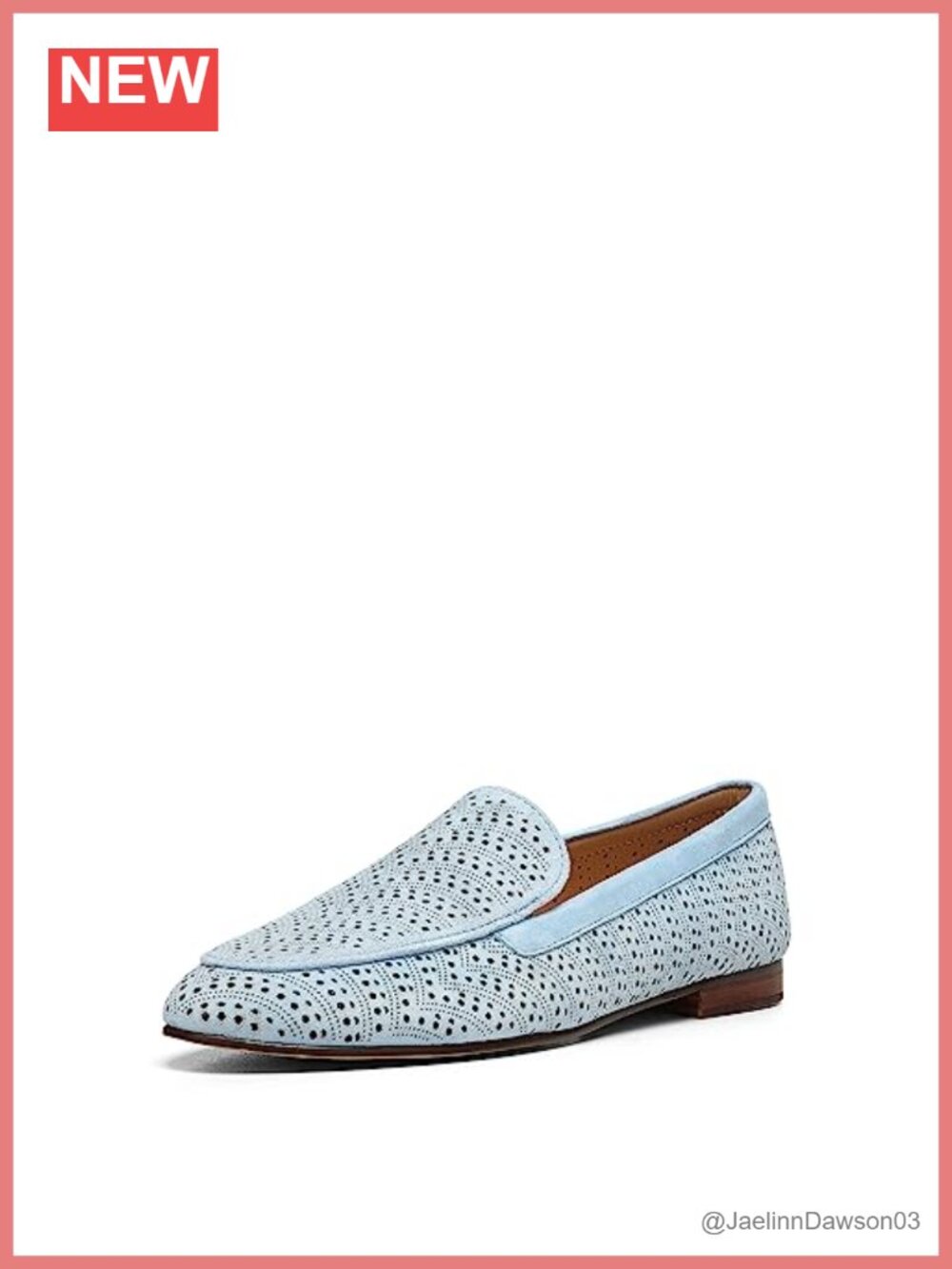 Suede Perforated Loafers with Stacked Heel & Memory Foam Comfort